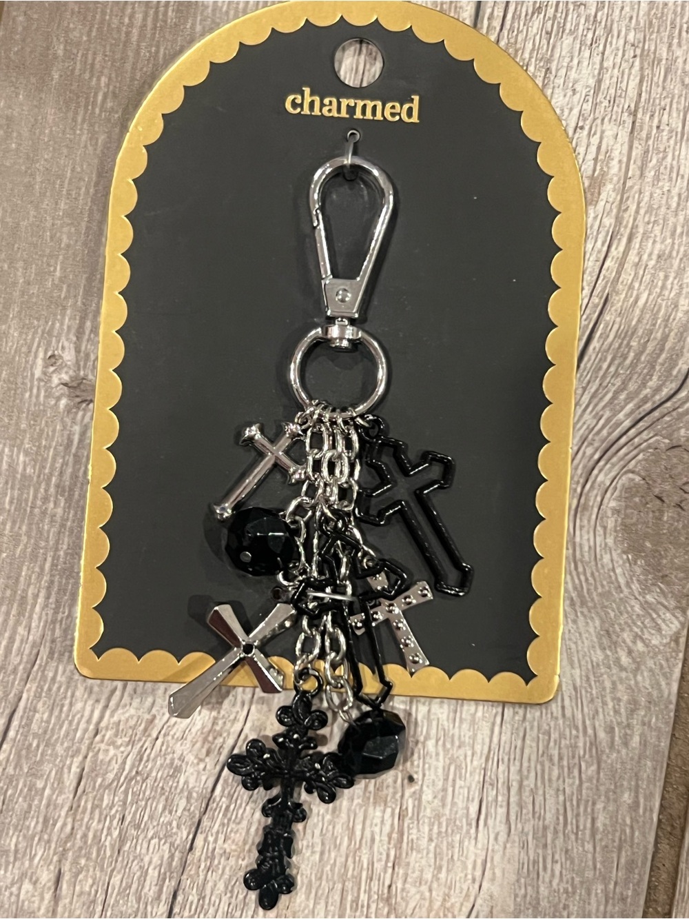 Black Cross Charm Keychain
